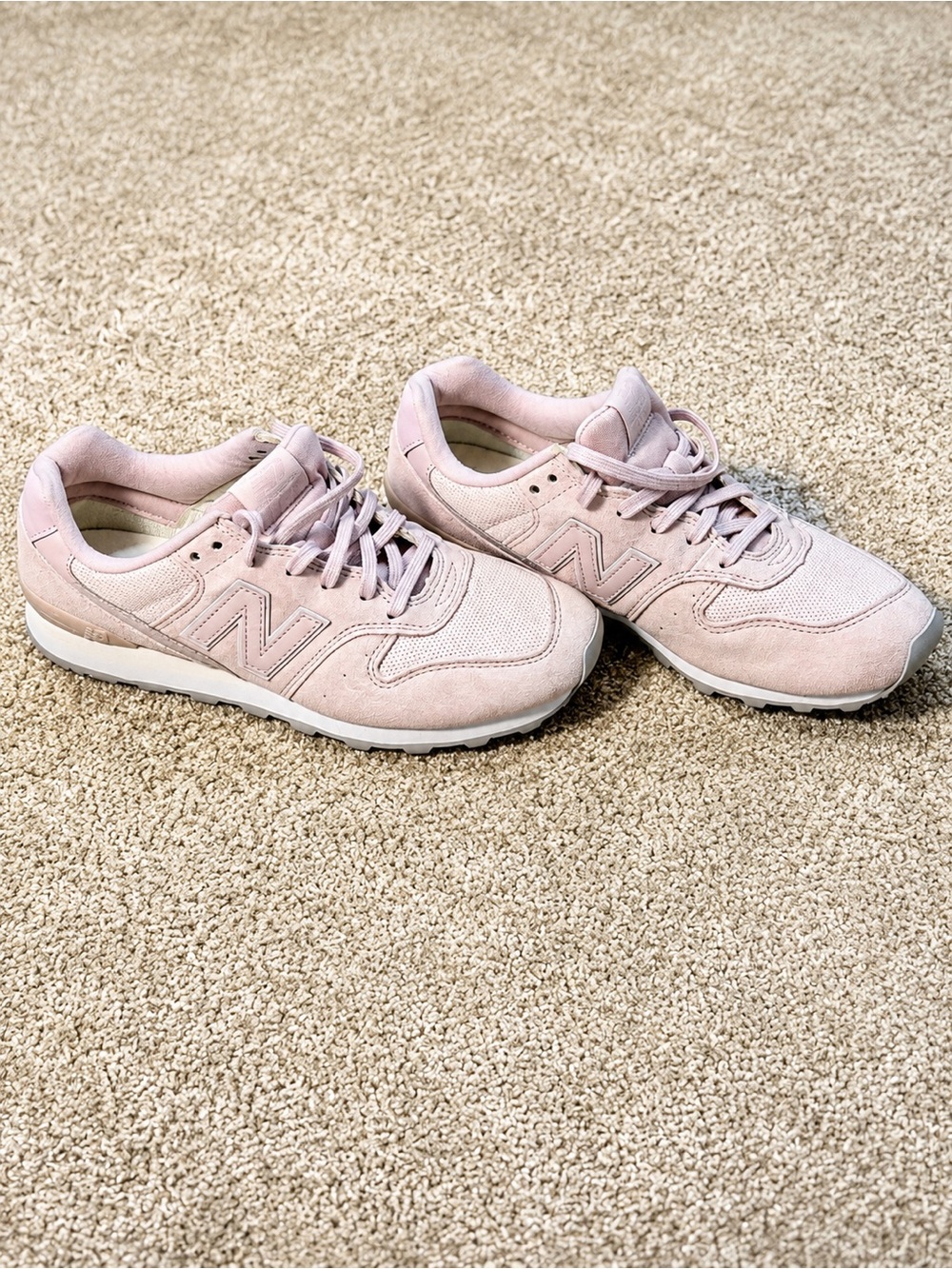 New Balance Women's Pale Pink Suede & Mesh Sneakers